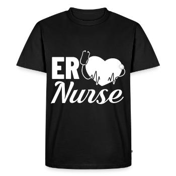 Infirmière d’urgence Premiers soins - T-shirt Premium bio Homme - noir - Devant - Nico (187cm)