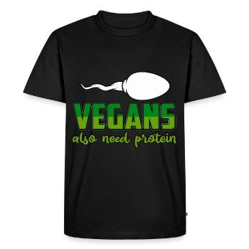 Les végétaliens ont aussi besoin de protéines - T-shirt Premium bio Homme - noir - Devant - Nico (187cm)