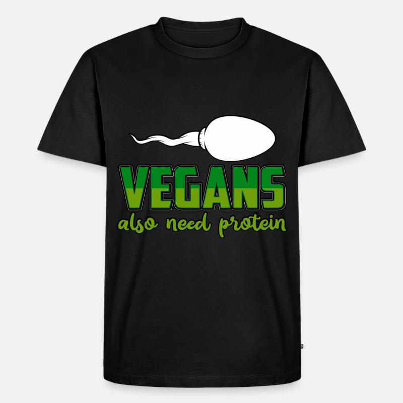 Vegans also need protein - Männer Premium Bio T-Shirt - Schwarz
