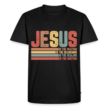 Jesus - Men's Premium Organic T-Shirt - black - Front - Nico (187cm)