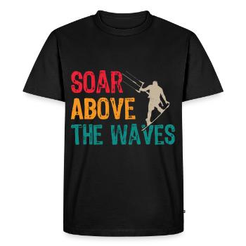 Les kitesurfeurs survolent les vagues Kitesurfing Surfers - T-shirt Premium bio Homme - noir - Devant - Nico (187cm)
