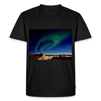 Aurora City Incroyable aurores boréales Aurora City A - T-shirt Premium bio Homme - noir - Devant - Nico (187cm)