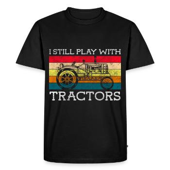 Tractor Work Nature Harvest - Men's Premium Organic T-Shirt - black - Front - Nico (187cm)
