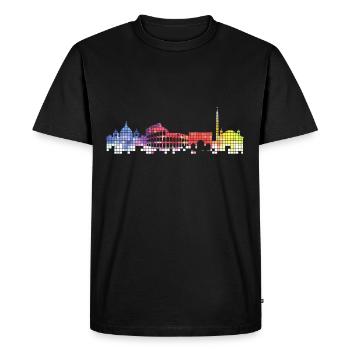 Rome Rome Italie Ville Skyline Pixel Coloré - T-shirt Premium bio Homme - noir - Devant - Nico (187cm)