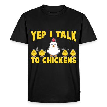 Je parle aux poulets Poulets Coq Agriculteur Poussins Poule - T-shirt Premium bio Homme - noir - Devant - Nico (187cm)