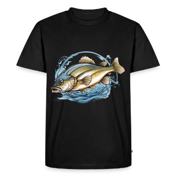 Aesthetic Fisherman Fish Illustration Angel - Men's Premium Organic T-Shirt - black - Front - Nico (187cm)