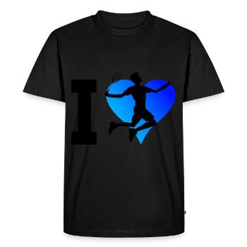 Badminton Squash Hommes Badminton Badminton - T-shirt Premium bio Homme - noir - Devant - Nico (187cm)