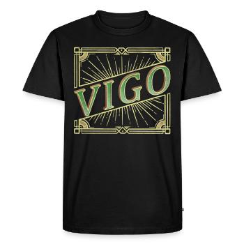 Vigo Spain City Font Vintage Retro Skyline - Men's Premium Organic T-Shirt - black - Front - Nico (187cm)