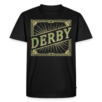Derby England UK City Font Vintage Retro - Men's Premium Organic T-Shirt - black - Front - Nico (187cm)