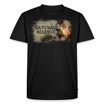 Série "RESERVE NATURELLE" - Chevreuil - T-shirt Premium bio Homme - noir - Devant - Nico (187cm)
