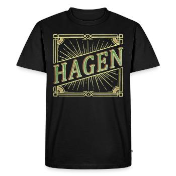 Hagen Allemagne City Font Vintage Rétro - T-shirt Premium bio Homme - noir - Devant - Nico (187cm)