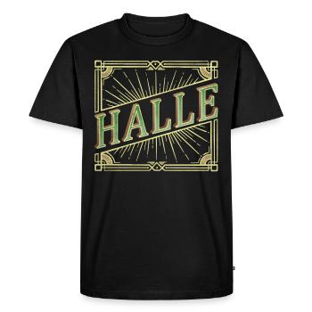 Hall Germany City Font Vintage Retro - Men's Premium Organic T-Shirt - black - Front - Nico (187cm)