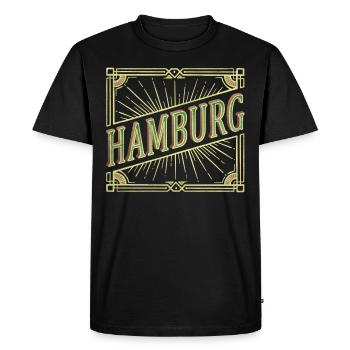Hambourg Allemagne City Font Vintage Rétro - T-shirt Premium bio Homme - noir - Devant - Nico (187cm)
