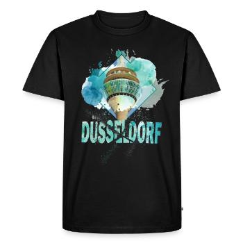 Düsseldorf Allemagne City Skyline Splash Coloré - T-shirt Premium bio Homme - noir - Devant - Nico (187cm)