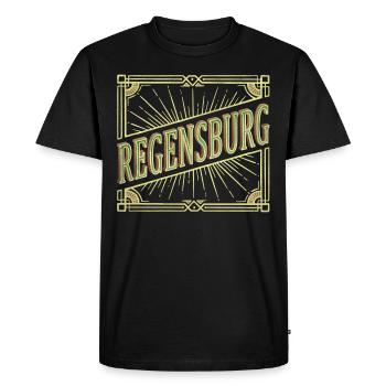 Regensburg Germany City Font Vintage Retro - Men's Premium Organic T-Shirt - black - Front - Nico (187cm)