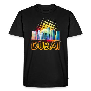 Dubai Skyline Summer Sun Palm Beach Sea - Men's Premium Organic T-Shirt - black - Front - Nico (187cm)