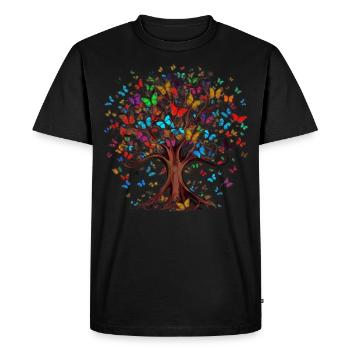 Butterfly Tree Colorful Butterflies Flies - Men's Premium Organic T-Shirt - black - Front - Nico (187cm)