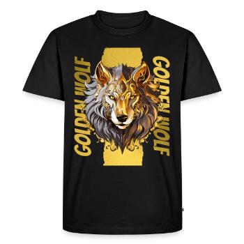 Wolf Wolf's Head Gold Nature Wilderness Adventure Art - Men's Premium Organic T-Shirt - black - Front - Nico (187cm)