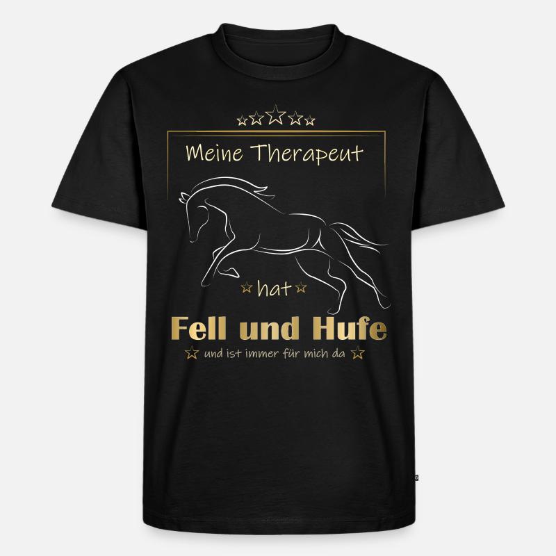 Therapeut Pferd Gold - Männer Premium Bio T-Shirt - Schwarz
