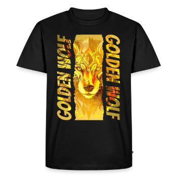 Wolf Wolf Head Gold Mystical Nature Wilderness Art - T-shirt Premium bio Homme - noir - Devant - Nico (187cm)