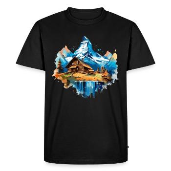 Zermatt, Matterhorn, Cervin montagne, chalet, lac - T-shirt Premium bio Homme - noir - Devant - Nico (187cm)