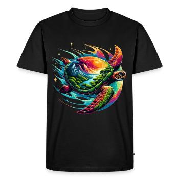 Galactic turtle design for conservation - Men's Premium Organic T-Shirt - black - Front - Nico (187cm)