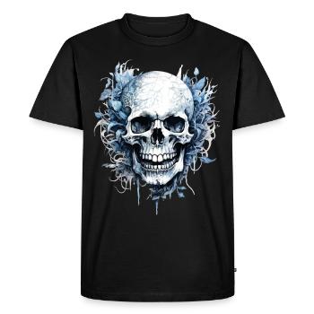 Crâne Crâne Squelette Horreur Gothique Métal - T-shirt Premium bio Homme - noir - Devant - Nico (187cm)