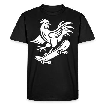 Poulet Coq Poule Patineuse Silhouette Minimaliste - T-shirt Premium bio Homme - noir - Devant - Nico (187cm)