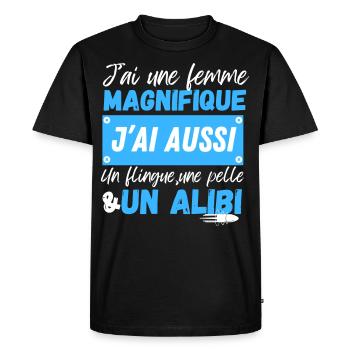 J'ai une femme magnifique... - T-shirt Premium bio Homme - noir - Devant - Nico (187cm)