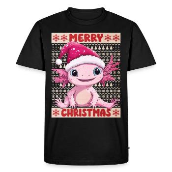 Axolotl Noël laid Noël mignon - T-shirt Premium bio Homme - noir - Devant - Nico (187cm)
