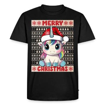 Licorne Moche Noël Noël mignon - T-shirt Premium bio Homme - noir - Devant - Nico (187cm)