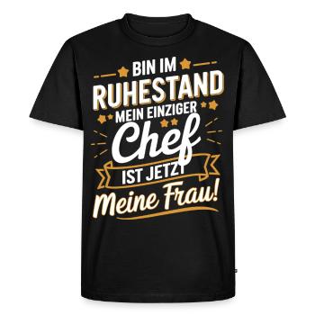 Je suis à la retraite, mon seul patron est maintenant - T-shirt Premium bio Homme - noir - Devant - Nico (187cm)