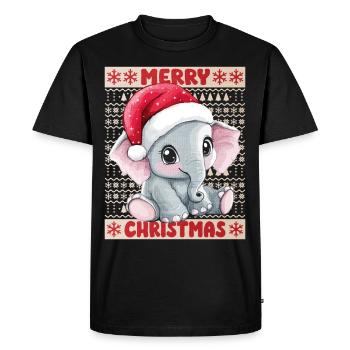 Eléphant Moche Noël Noël Doux - T-shirt Premium bio Homme - noir - Devant - Nico (187cm)