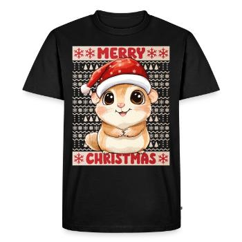 Hamster Moche Noël Noël Doux - T-shirt Premium bio Homme - noir - Devant - Nico (187cm)