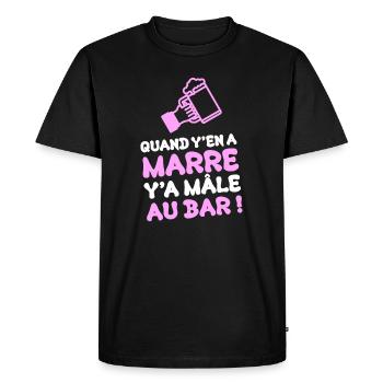 QUAND Y'EN A MARRE, Y'A MÂLE AU BAR ! (alcool) - T-shirt Premium bio Homme - noir - Devant - Nico (187cm)