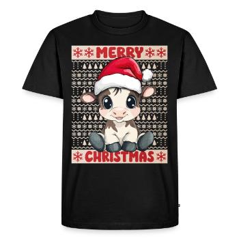 Vache Veau Moche Noël Noël Doux - T-shirt Premium bio Homme - noir - Devant - Nico (187cm)