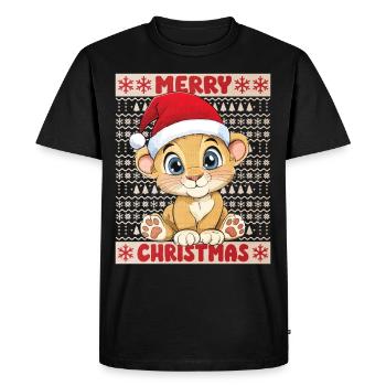 Lion Moche Noël Noël Mignon Mignon - T-shirt Premium bio Homme - noir - Devant - Nico (187cm)