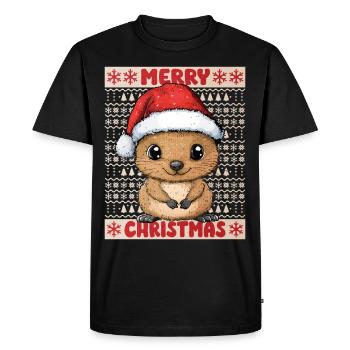 Quokka Noël laid Noël Noël doux - T-shirt Premium bio Homme - noir - Devant - Nico (187cm)