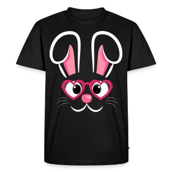 Visage de lapin avec des lunettes en forme de cœur - T-shirt Premium bio Homme - noir - Devant - Nico (187cm)