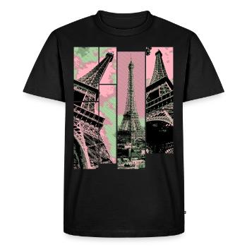 Paris Eiffel Tower Skyline France City Collage - Men's Premium Organic T-Shirt - black - Front - Nico (187cm)