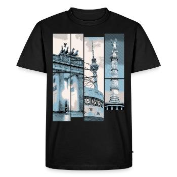 Berlin Skyline City Allemagne Collage Vintage - T-shirt Premium bio Homme - noir - Devant - Nico (187cm)