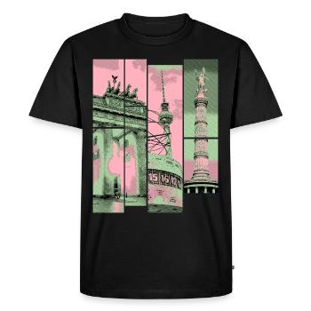 Berlin Skyline City Allemagne Collage Vintage - T-shirt Premium bio Homme - noir - Devant - Nico (187cm)