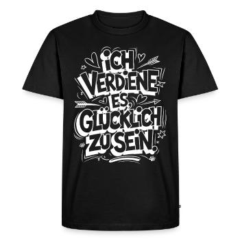 I deserve happiness – motif with positive vibes - Men's Premium Organic T-Shirt - black - Front - Nico (187cm)