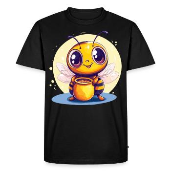 Honey bee with pot - Men's Premium Organic T-Shirt - black - Front - Nico (187cm)