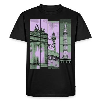 Berlin Skyline City Allemagne Collage Vintage - T-shirt Premium bio Homme - noir - Devant - Nico (187cm)