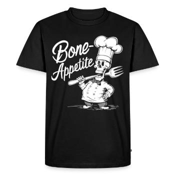 Bone Appetite Skeleton Chef - Men's Premium Organic T-Shirt - black - Front - Nico (187cm)