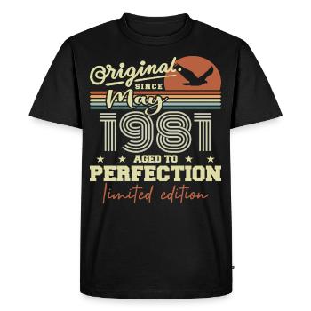 May 1981 | May 1981 May 1981 Birthday Gift - Men's Premium Organic T-Shirt - black - Front - Nico (187cm)
