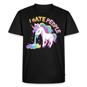 Je déteste les gens Licorne Vomir Arc-en-ciel Drôle - T-shirt Premium bio Homme - noir - Devant - Nico (187cm)