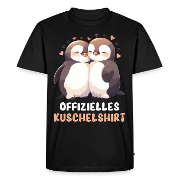 Official Cuddly Shirt Penguins Love Heart Sweet - Men's Premium Organic T-Shirt - black - Front - Nico (187cm)