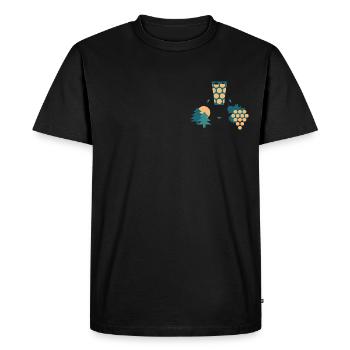 "Pfalz im Herzen" in Petrol und Apricot - Männer Premium Bio T-Shirt - Schwarz - Vorne - Nico (187cm)
